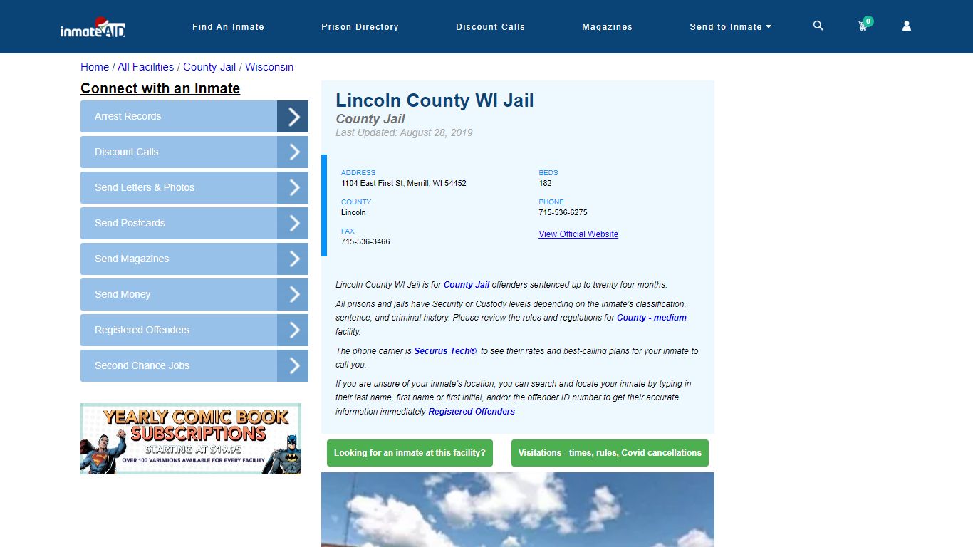 Lincoln County WI Jail - Inmate Locator - Merrill, WI