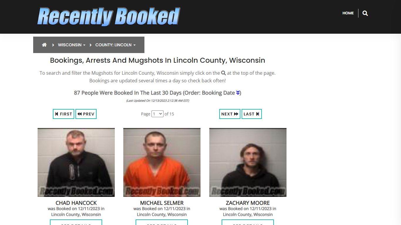Bookings, Arrests and Mugshots in Lincoln County, Wisconsin